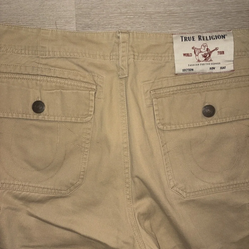 True Religion Baggy Khaki Cargo Shorts Men's 33 Tan Brown (18x23) Fit Like 36
